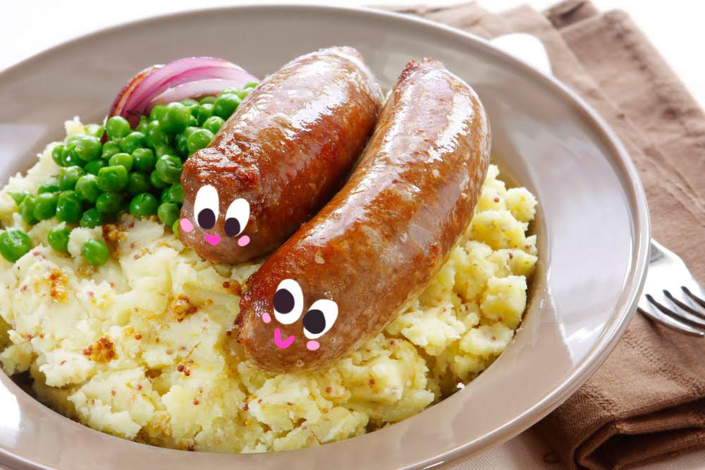 piatto di salsicce e purè di patate