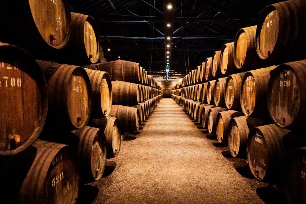Barili in una cantina di Oporto