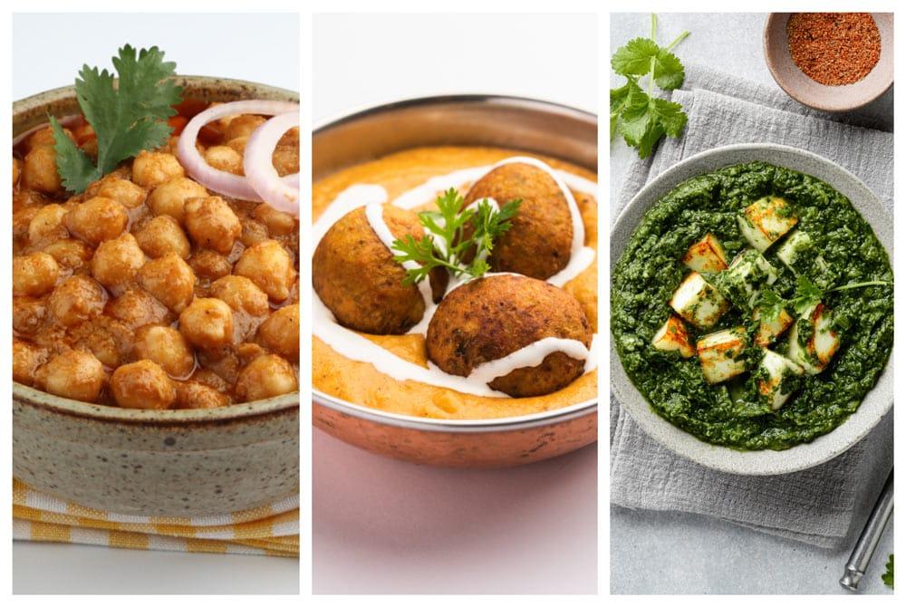 channa masala, malai kofta e palak paneer