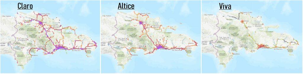 mappe copertura compagnie telefoniche nella Repubblica Dominicana