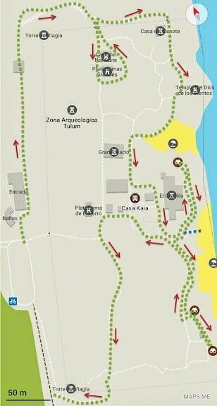 percorso tra le rovine maya di Tulum