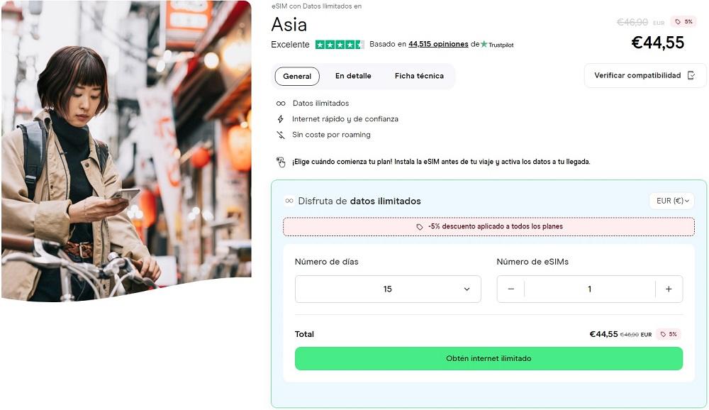 migliore eSIM per l'Asia