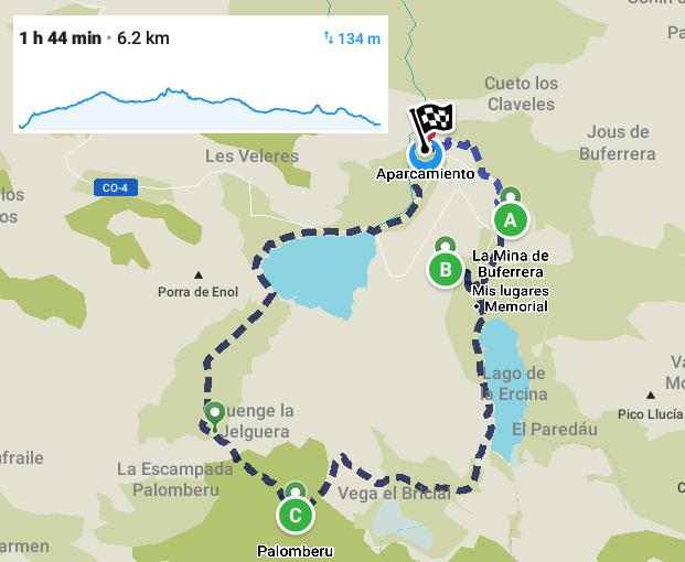 mappa percorso Laghi di Covadonga