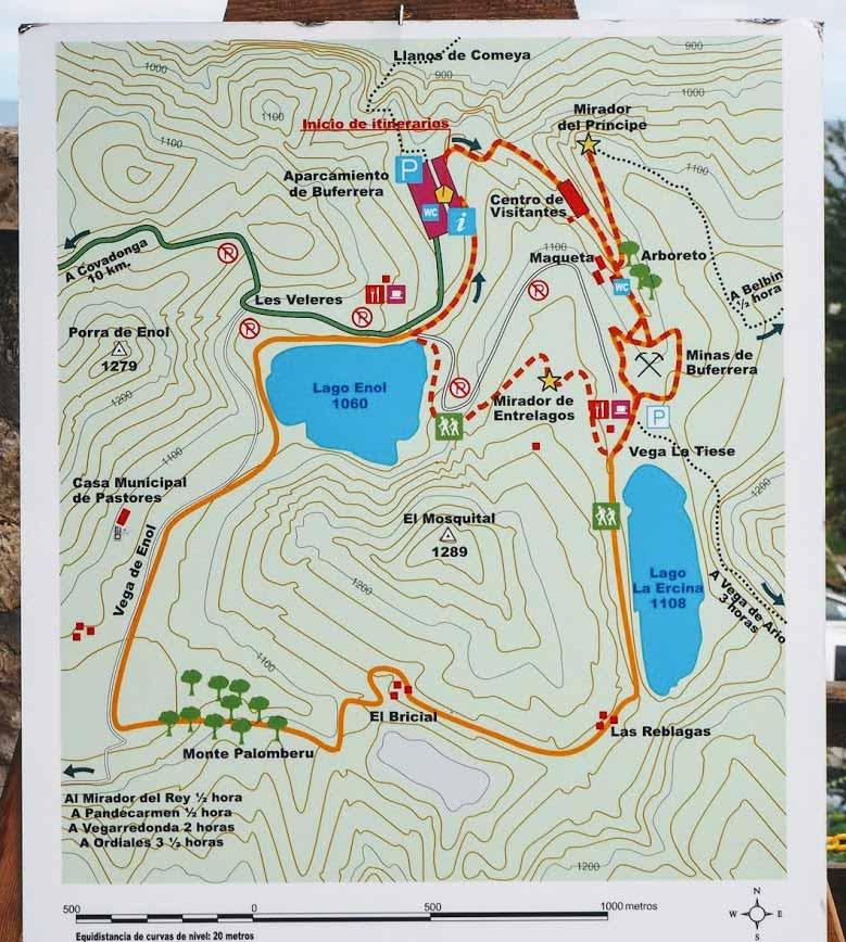 mappa del percorso ai Laghi di Covadonga