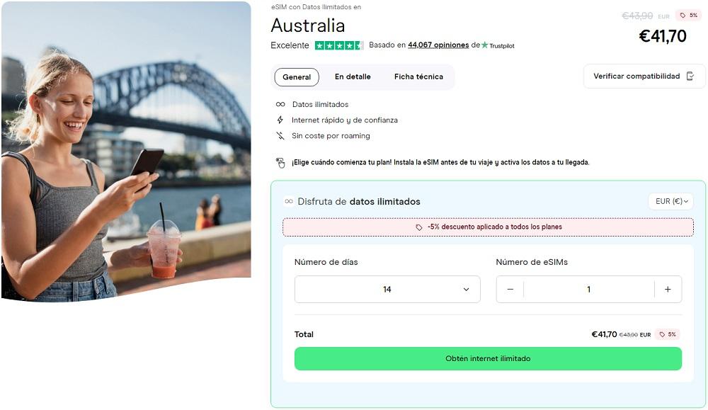 migliore eSIM per Australia con dati illimitati
