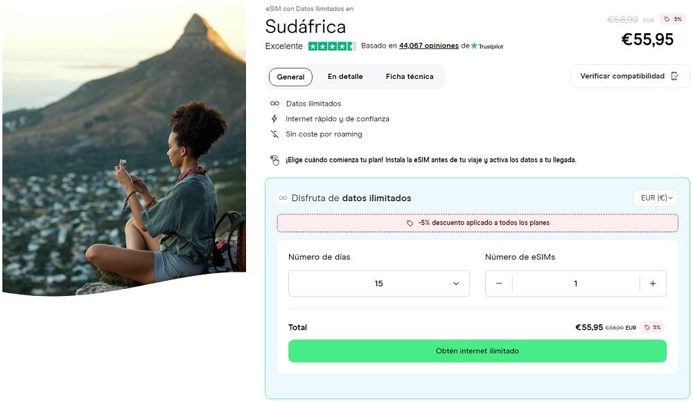migliore eSIM per Sudafrica con dati illimitati