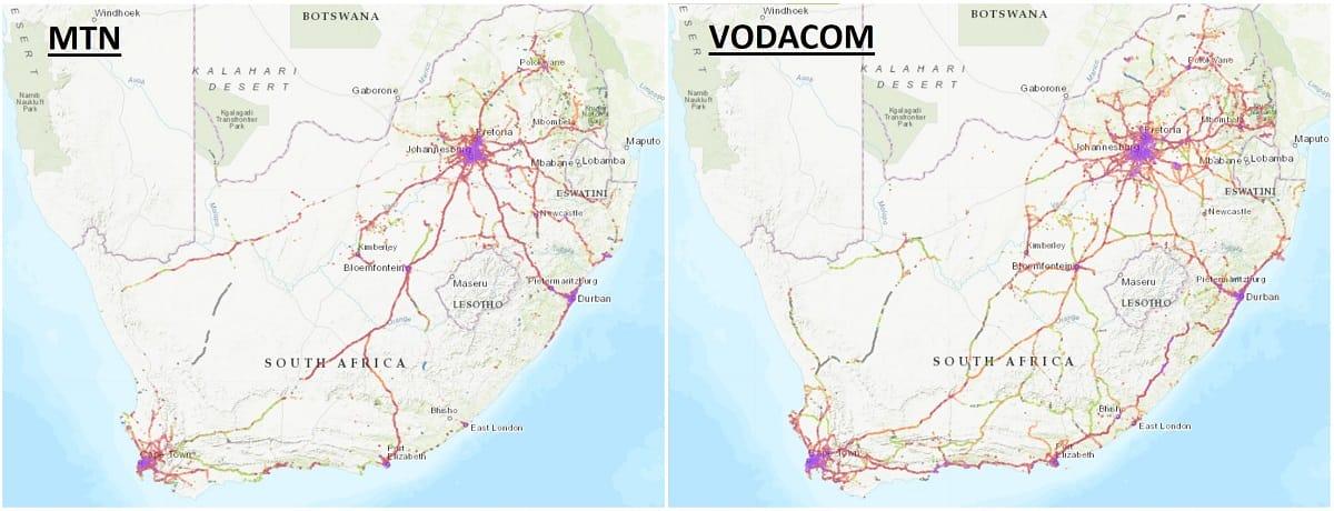mappa copertura internet in Sudafrica