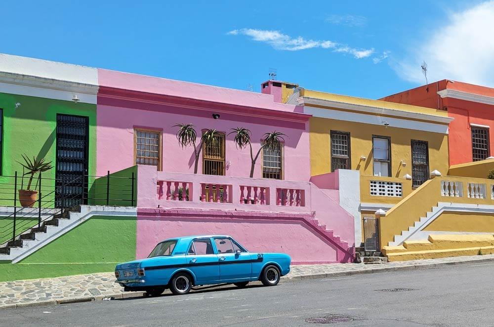 case colorate nel Quartiere di Bo Kaap a Città del Capo
