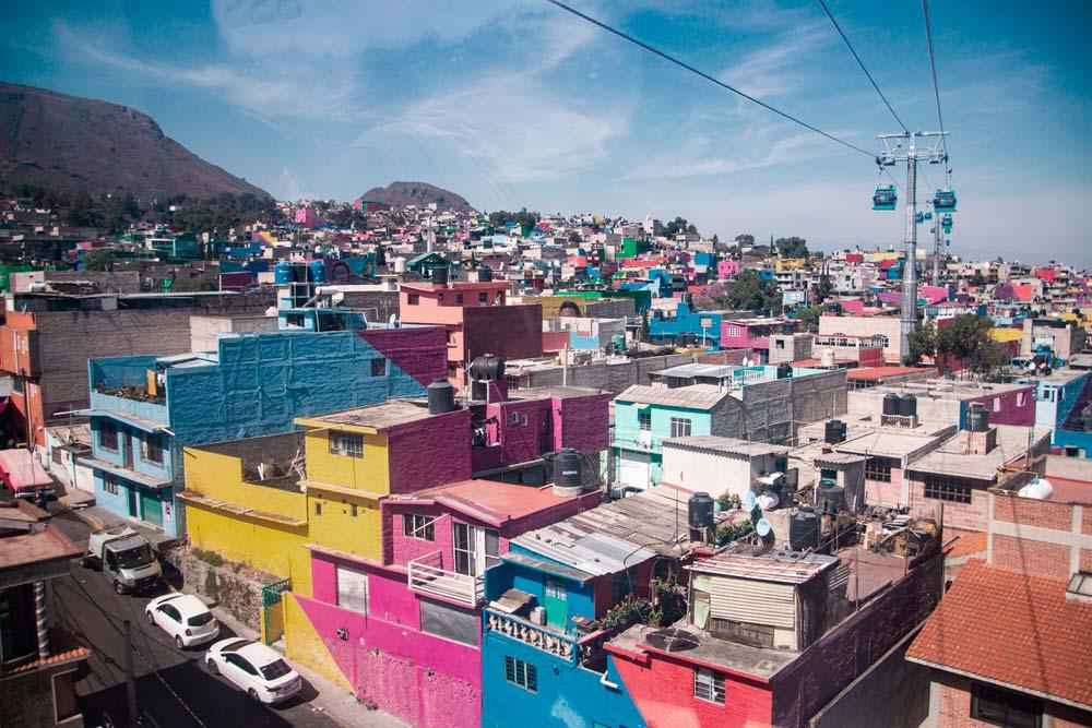 quartiere Iztapalapa dal teleferico di CDMX