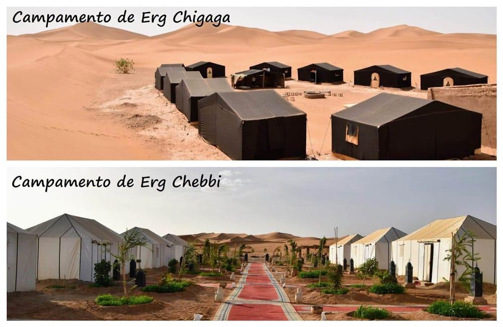 campi nei deserti di Marocco