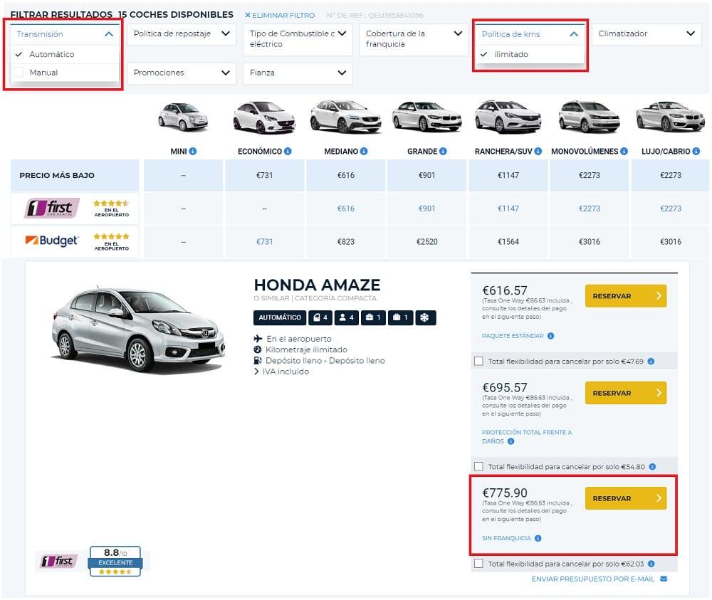 comparatore di auto a noleggio in Sudafrica