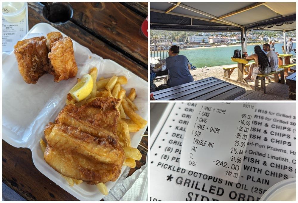 fisch&chips del ristorante Kalkys in Fish Hoek Sudáfrica